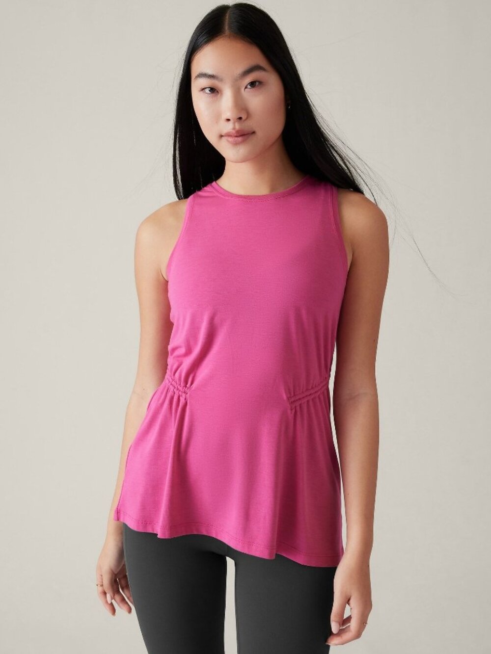 Athleta Air Out Tank Top Large Cinch Salvia Pink Athleisure Sporty Workout